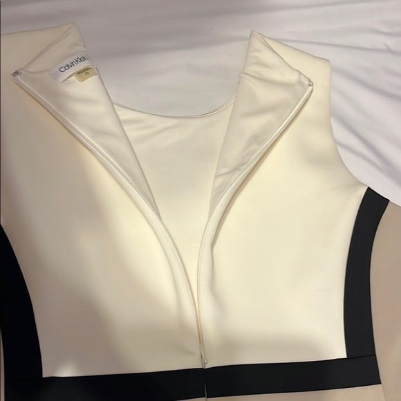 Calvin Klein Cream Sheath Midi Dress Crew Neck Sleeveless - Picture 6 of 13